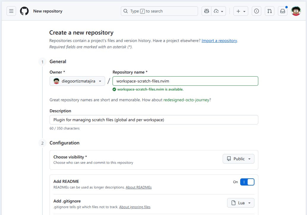 Repository creation in github