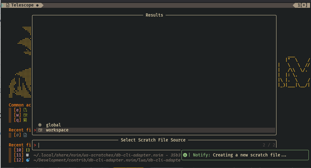 Selecting the source for a new scratch file